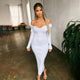 Robe Longue en Maille à Col en V Profond