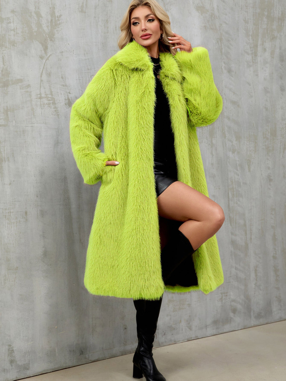 Manteau Long Pelucheux Hiver