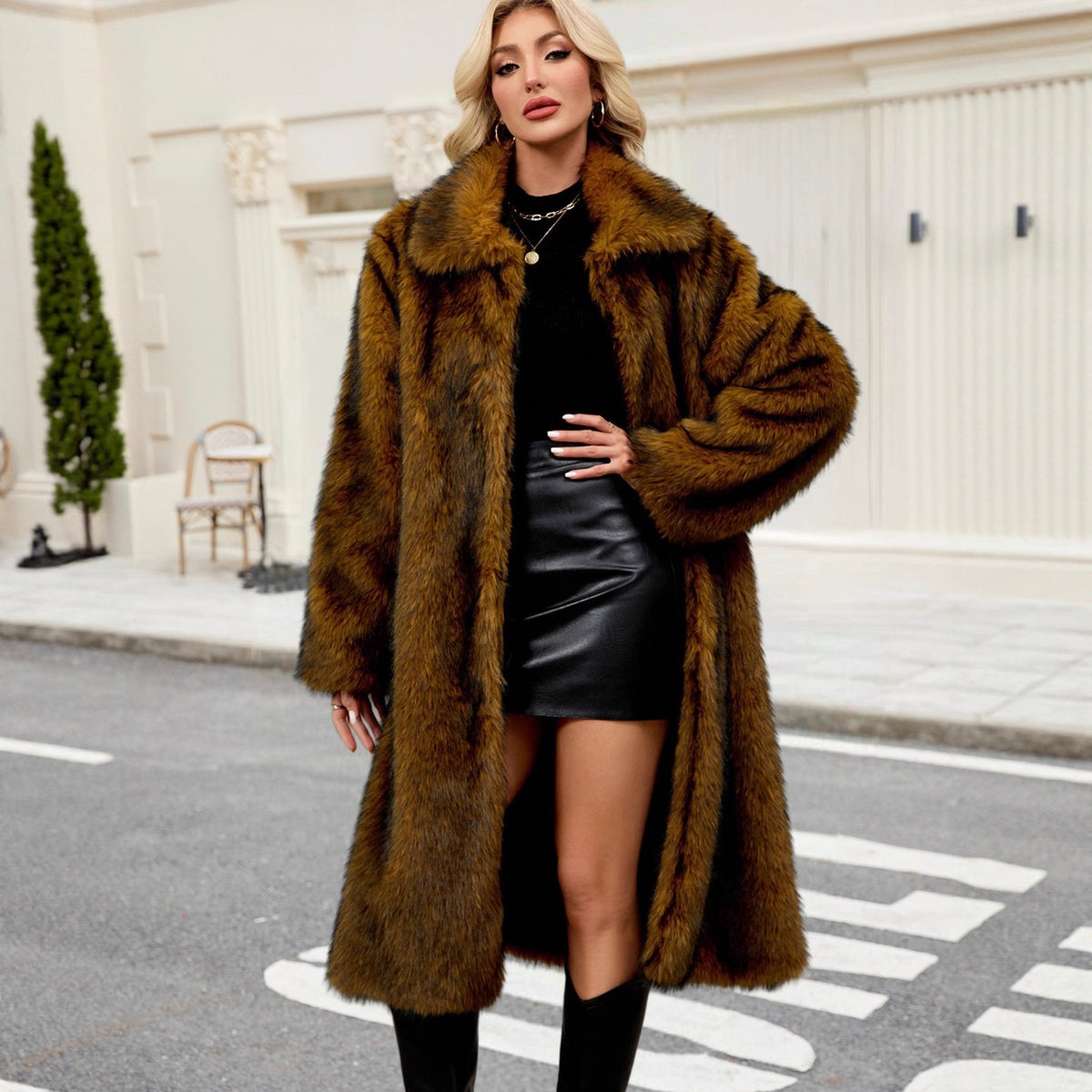 Manteau Long Pelucheux Hiver