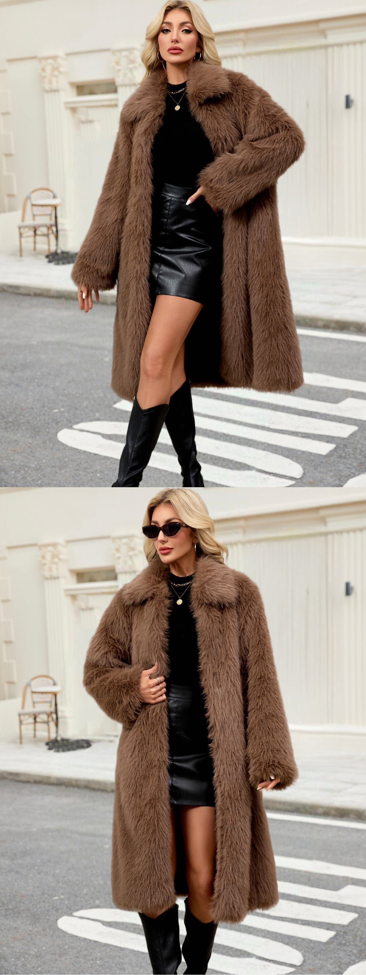 Manteau Long Pelucheux Hiver