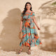 Robe Maxi Imprimée Épaules Dénudées