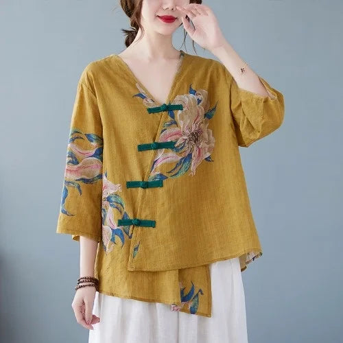 Asymmetric Cotton Linen irt T-irt Summer