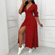 Robe Élégante À Pois Col V Manches Bouffantes
